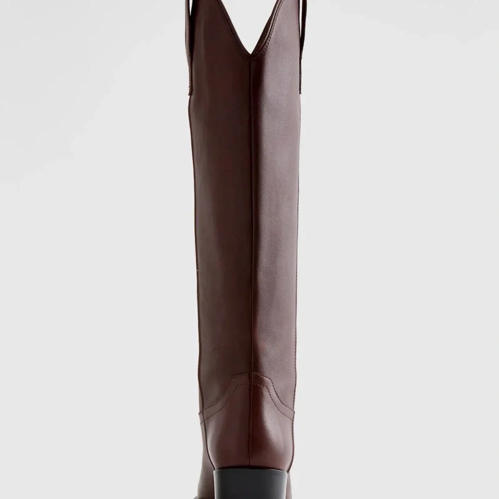 Quince Italian Leather Tall Western Boot in Espresso brown Size 8 - Picture 5 of 10
